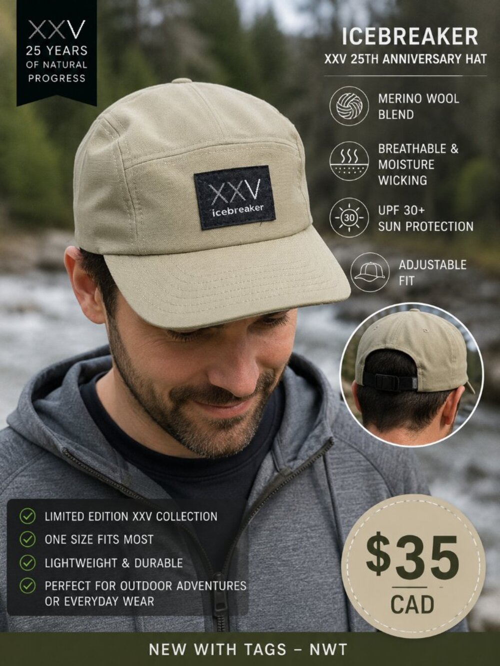 Icebreaker XXV Anniversary Hat – New With Tags – British Tan 🧢🌿